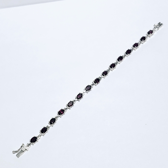 7.50 ct Natural Garnet sterling silver Bracelet - Picture 10 of 13